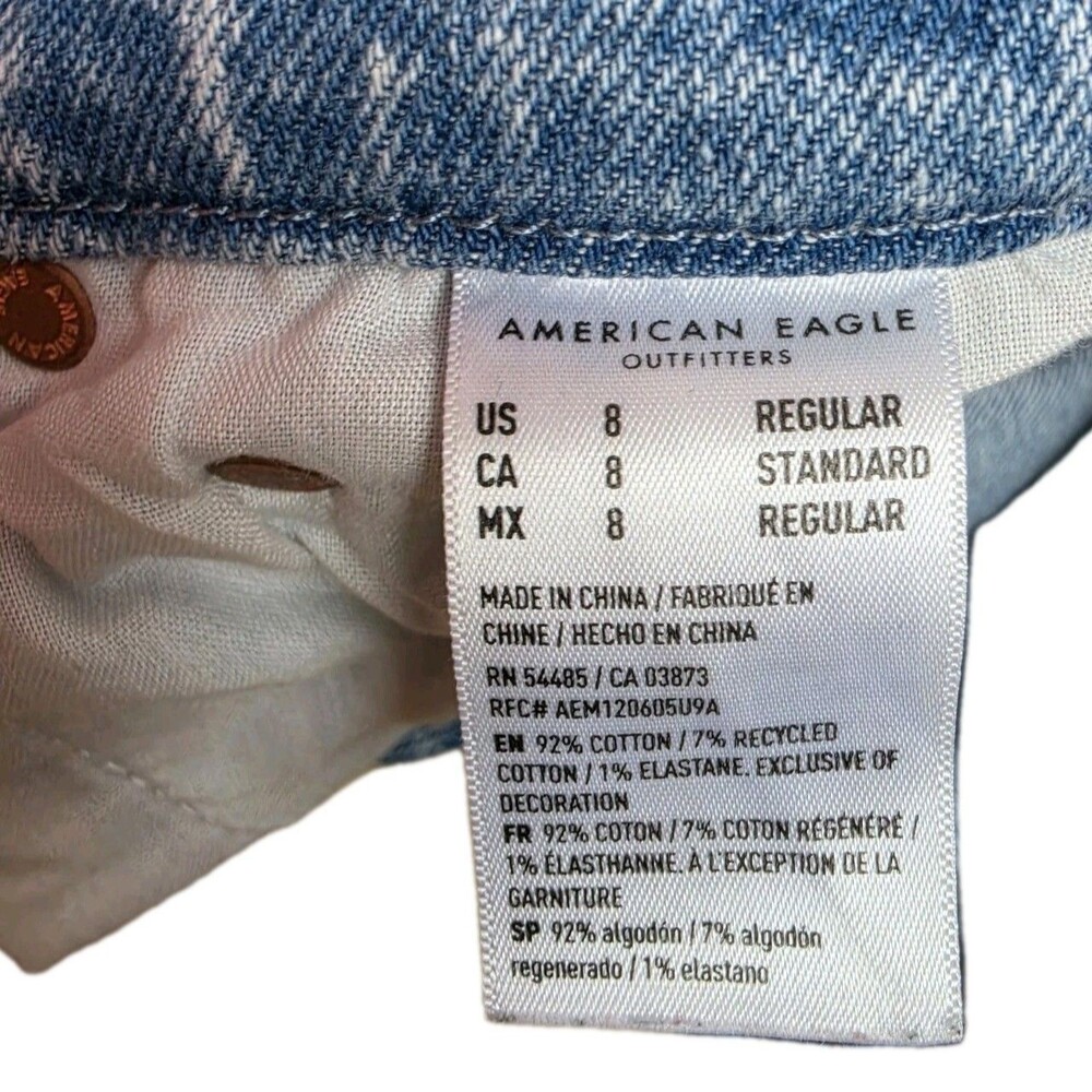 American Eagle Jeans Women Size 8 Curvy 90s Straight Med Blue Denim Distressed - Picture 10 of 10